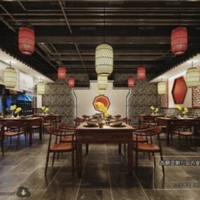 نموذج مشهد داخلي حديث لمطعم المدينة ثلاثي الأبعاد