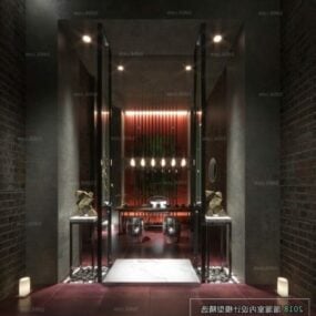 Modello 3d della scena interna della vetrina cinese