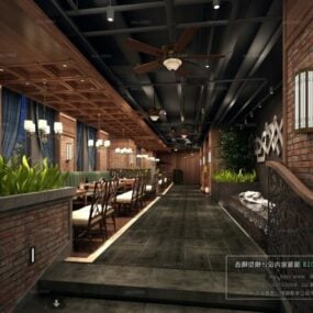 Mô hình nội thất nhà hàng phong cách Mỹ 3d