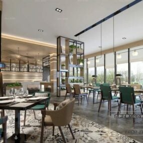Modern Drink Restaurant Interior Scene 3d model