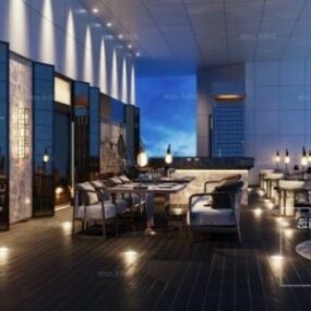 Hotel Luxury Outdoor Restaurant Interior Scene 3d model