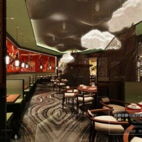 مشهد داخلي لمطعم مأكولات آسيوية نموذج ثلاثي الأبعاد