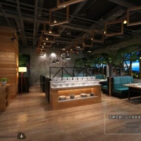 Buffet Restaurant Interior Scene 3d model