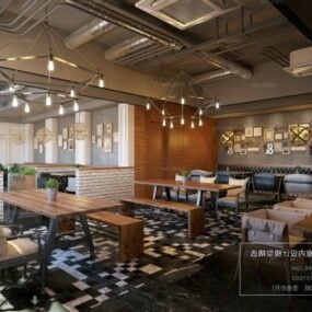 Model 3d Desain Interior Restoran Retro China