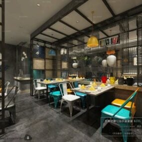 Scena wewnętrzna restauracji w stylu industrialnym Scena wewnętrzna Model 3D