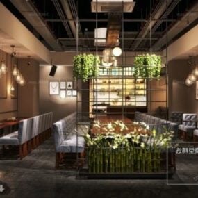 Industrial Design Coffee Shop Interior Scene 3d model