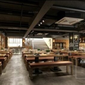 Modern Industrial Design Restaurant Interior Scene 3d model
