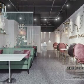 Modelo 3d de cena interior de pequeno restaurante com design elegante