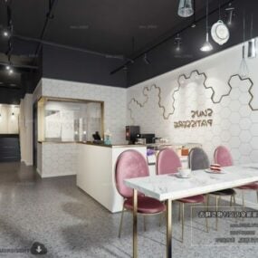 طراحی زیبا رستوران دکوراسیون دیوار صحنه داخلی مدل سه بعدی