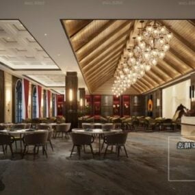 लक्जरी होटल रेस्तरां सजावट आंतरिक दृश्य 3डी मॉडल