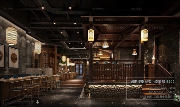 Scène intérieure de restaurant japonais