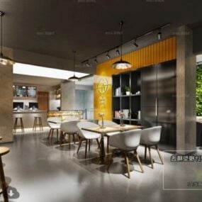 Modelo 3d de cena interior de cafeteria minimalista