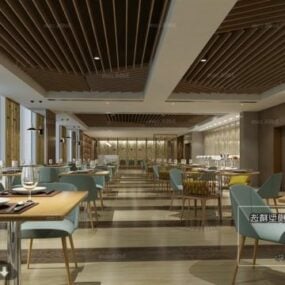 Scène intérieure de restaurant d'hôtel de style de luxe modèle 3D