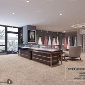 Elegant Fashion Store Design Interior Scene 3d model