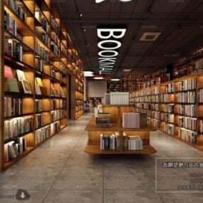 Modello 3d della scena interna della libreria Bookmall