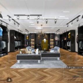 Modelo 3D da cena interior da loja de roupas de estilo moderno
