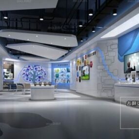3д модель интерьера современного зала компании