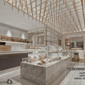 Modelo 3D da cena interior da padaria