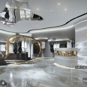 Curved Shaped Fashion Store Interior Scene 3d model