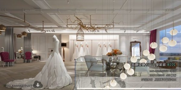 Escena interior de la tienda de moda de boda moderna