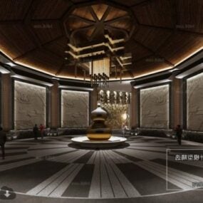 Luxury Round Hall Interior Scene 3d model