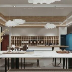 लक्ज़री विला डाइनिंग रूम आंतरिक दृश्य 3डी मॉडल