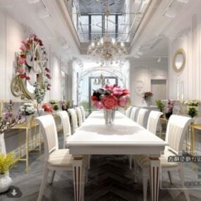 Modelo 3D da cena interior da sala de jantar em casa europeia