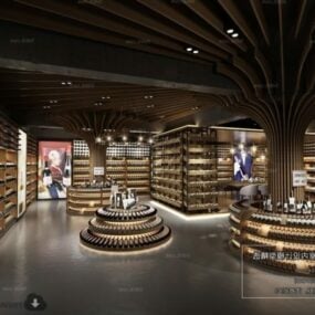 Modelo 3D da cena interior da loja de vinhos