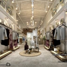 Mô hình nội thất cửa hàng thời trang tươi mới 3d