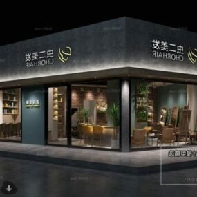 Coffee Book Shop Gebäude Außenansicht Innenszene 3D-Modell