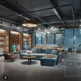 Fashion Store Lounge Space Interiör Scen 3d-modell