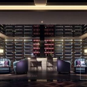 Modelo 3D da cena interior da loja de vinhos de luxo
