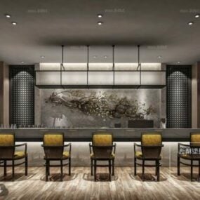 Hotel Luxusní Bar Restaurace Interiér Scéna 3D model