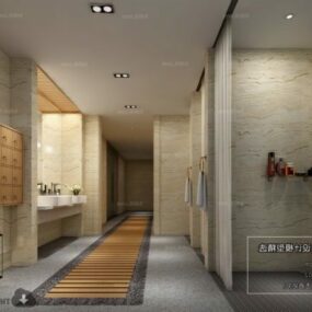 Modello 3d di scena interna del bagno pubblico di lusso