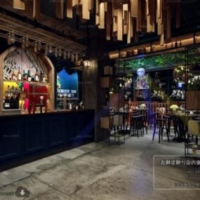 Industrial Style Night Club Interior Scene 3D-malli