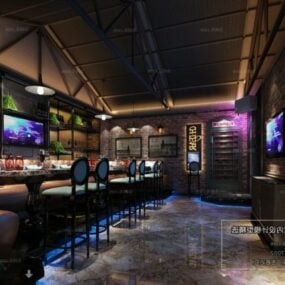 Mô hình nội thất phòng Karaoke phong cách công nghiệp 3d