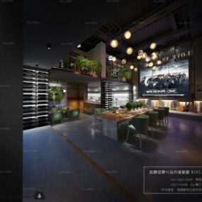 Office Modern Coffee Space Interior Scene 3D-malli