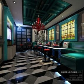 Retro Coffee Restaurant Interior Scene 3d model