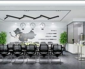 Modelo 3D da cena interior da sala de conferências do escritório moderno