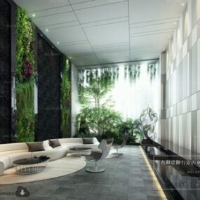 Green Hotel Lounge Reception Interiör Scen 3d-modell