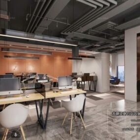 Modelo 3D da cena interior da sala de trabalho de escritório em estilo moderno