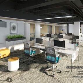 Ofis Çalışma Alanı Modern İç Sahne 3D modeli