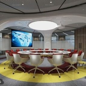공상 과학 라운드 회의실 인테리어 장면 3d 모델