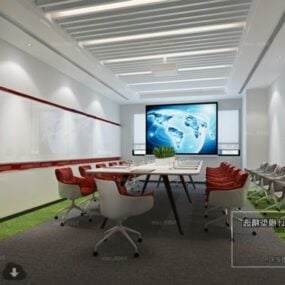 Mô hình 3d cảnh nội thất không gian hội nghị màu trắng