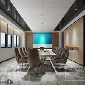 Modello 3d della scena interna della sala conferenze dell'ufficio del pavimento in marmo