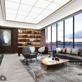 Luxury Office President Room Interior Scene 3D-malli
