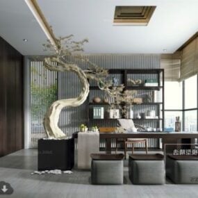 Bonsai Decor Living Room Interior Scene 3d model