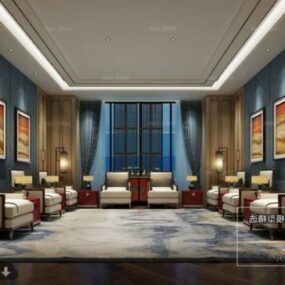 Villa Large Hall Space Interior Scene 3d model