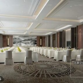 Modello 3d della scena interna della sala matrimoni del ristorante
