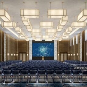 Hotel Large Conference Hall Interior Scene 3d model